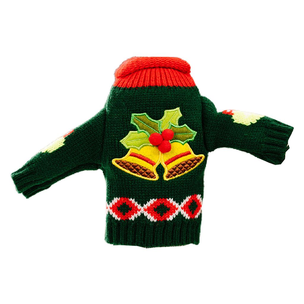 Flaschenabdeckung exquisites Verschleiß resistant gestrickter Stoff Frohe Weihnachten schöne Weinflaschenpullover für Zuhause-Dunkelgrün