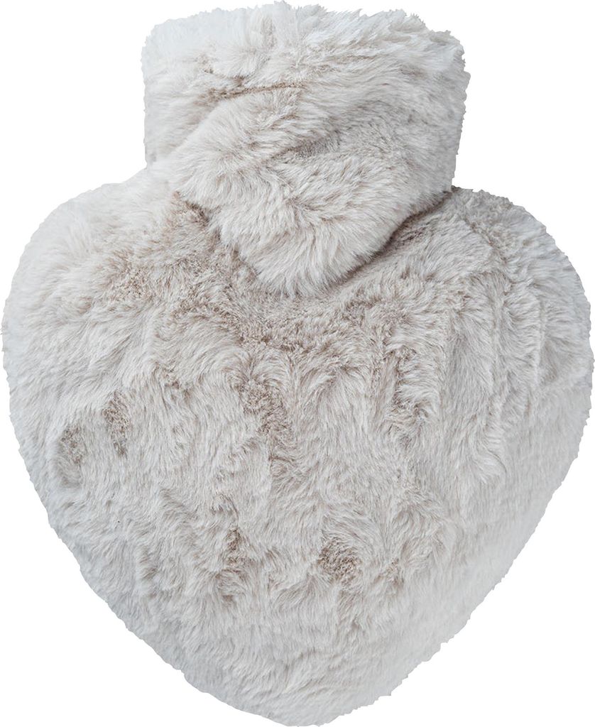 HUGO FROSCH Wärmflasche Herz Langhaar Flausch 1l taupe