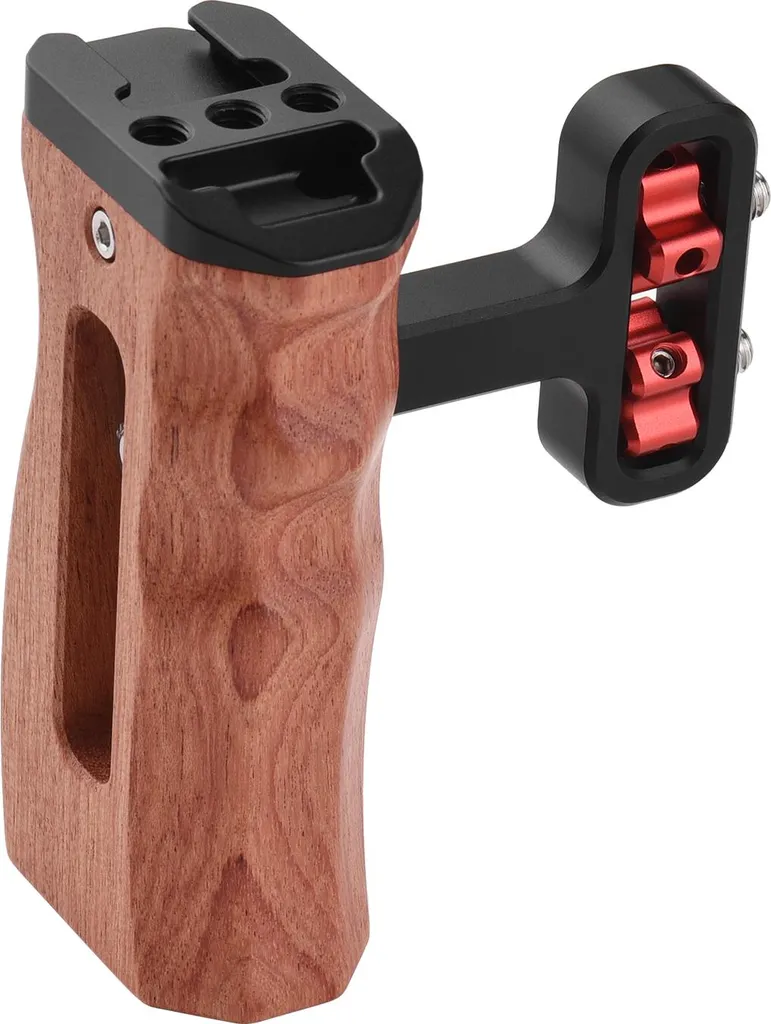 Cage caméra universelle avec poignée latérale en bois et support sabot
