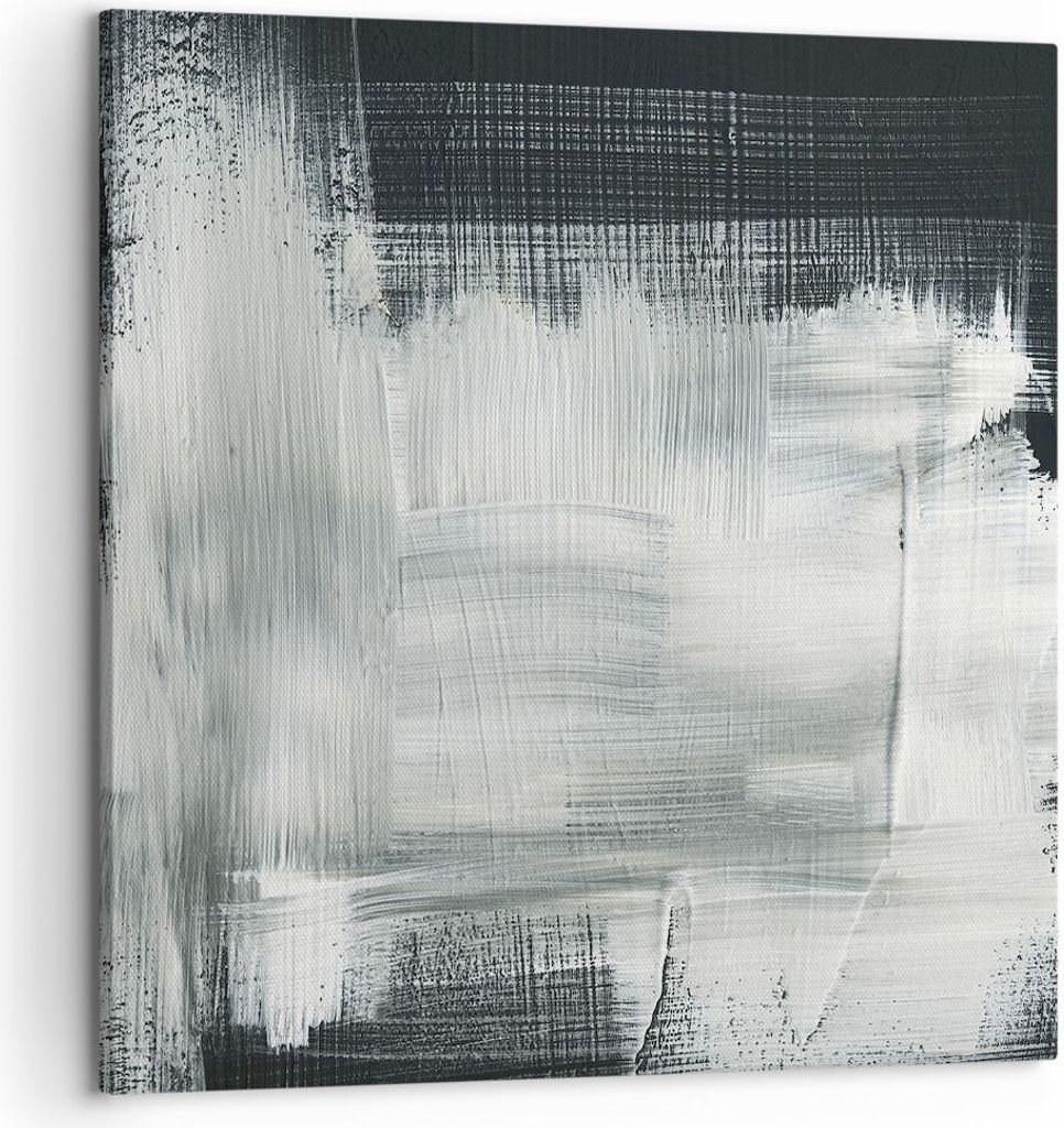 Bild auf Leinwand - Leinwandbild - Einteilig - Abstraktion Schwarz Weiß - 60x60cm - Wand Bild - Wanddeko - Wandbilder - Leinwanddruck - Bilder - W...