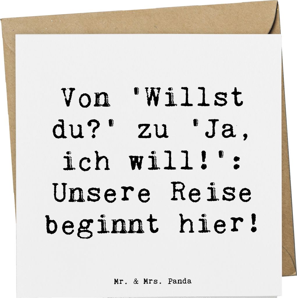 Mr. & Mrs. Panda Glückwunschkarte Spruch Verlobung Abenteuer - Weiß - Geschenk, Grußkarte, Versprechen, doppelkarte, neues Kapitel, Heirat, Brau...