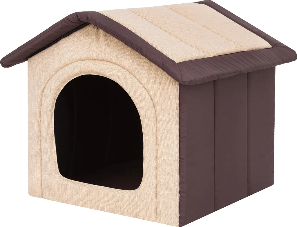 Casetta Lavabile per Cani 60x55cm - Pieghevole Interno/Esterno Beige