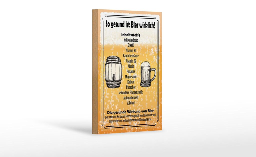 Holzschild Spruch 12x18cm so gesund ist Bier wirklich