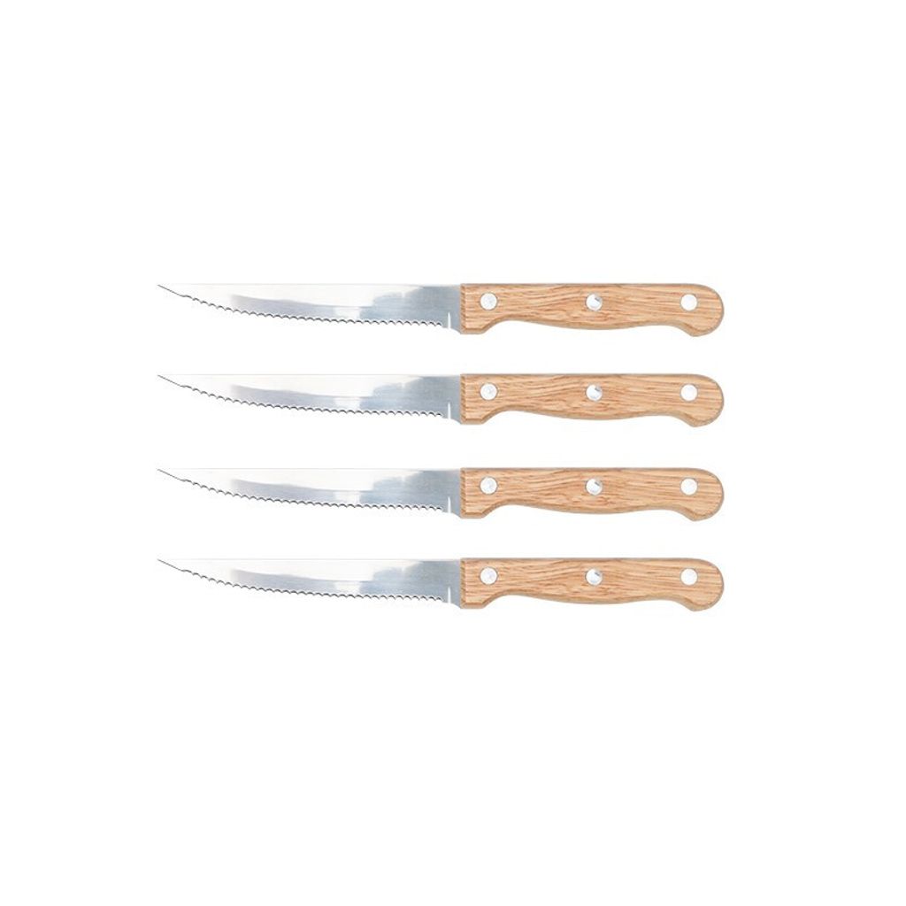 Steakmesser 4-er Set - Holzgriff - 11,5cm Sägezahnklinge Produktbild 