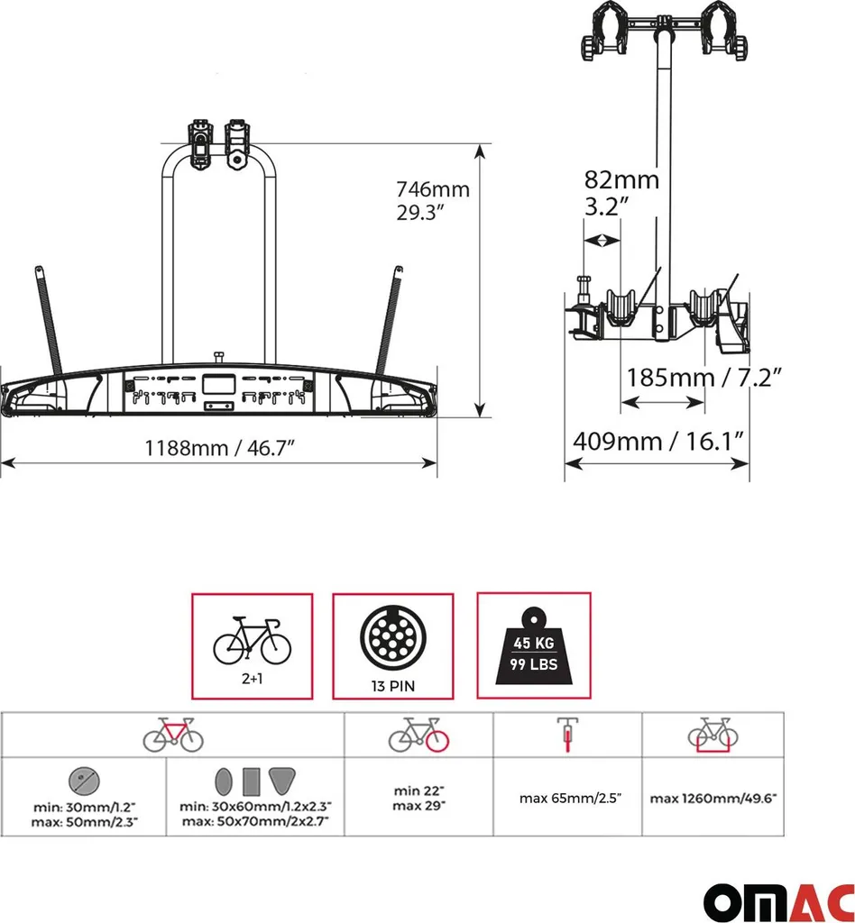 Porte-vélos plateforme sur rotule pour 2 VAE - Haute performance - 3