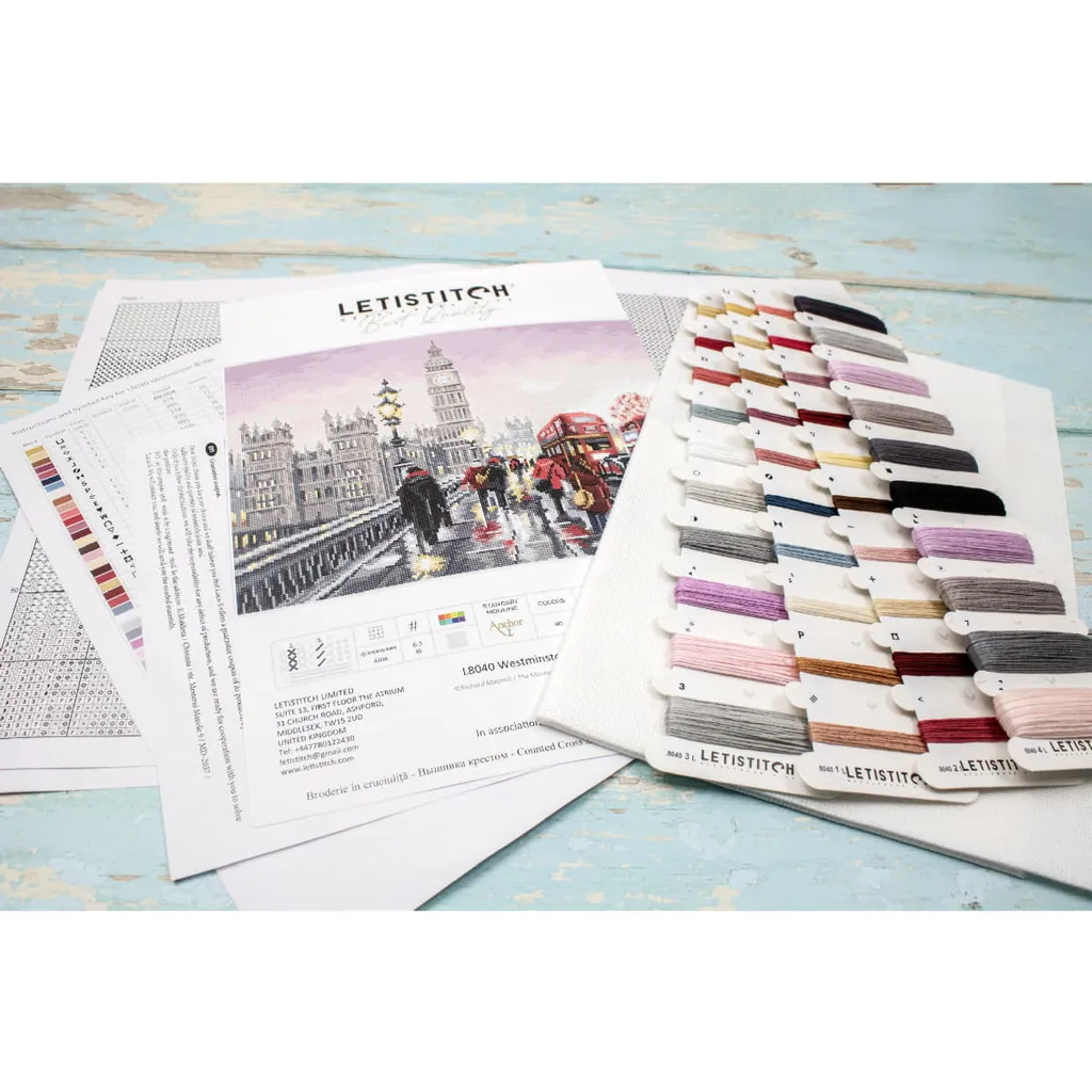Broderie point de croix compté Westminster Bridge Letistitch kit complet