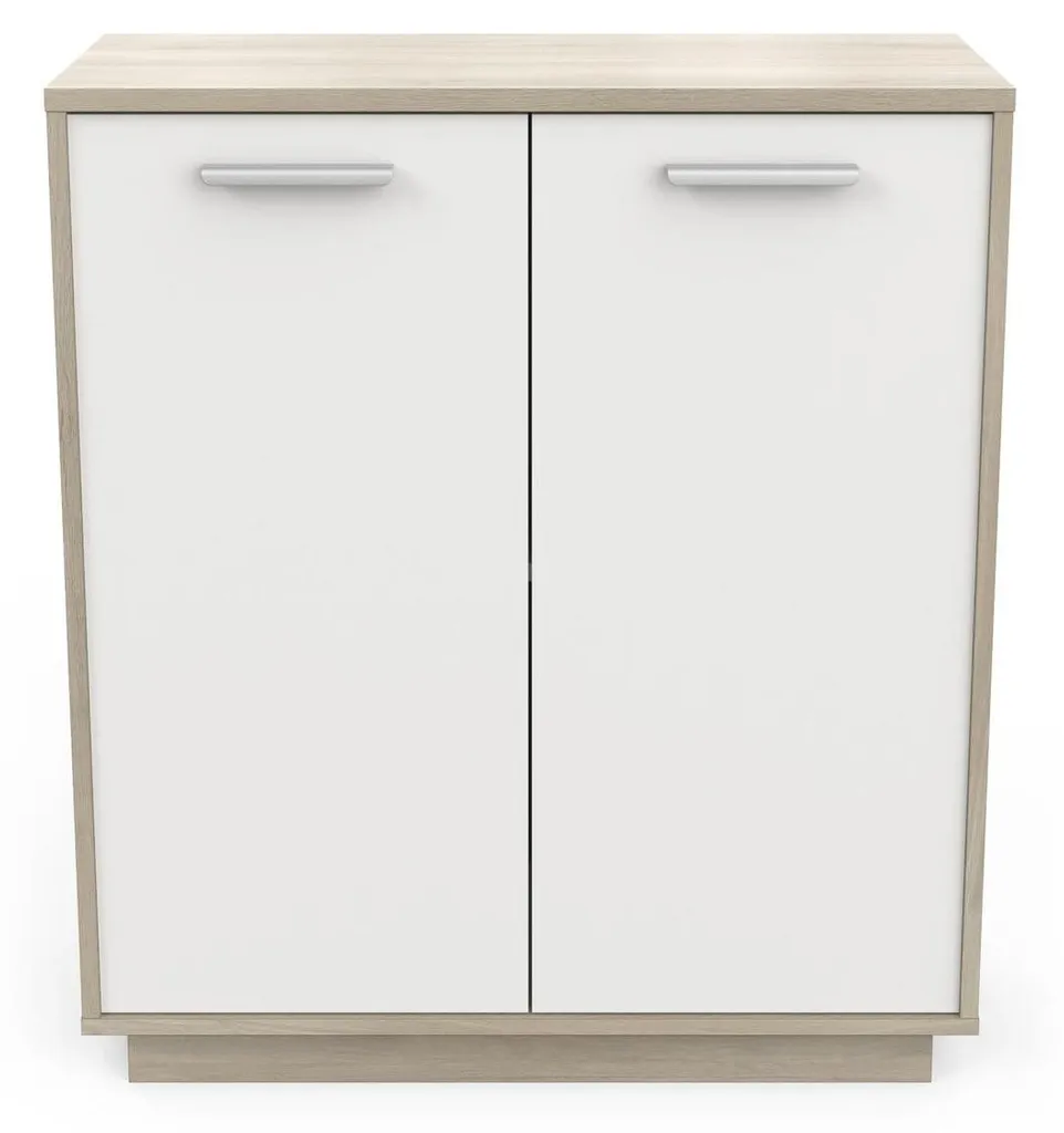 Buffet bas Léo CALICOSY 2 portes décor bois et blanc L78 cm pour salon
