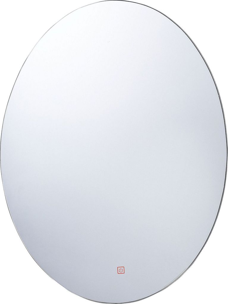 BELIANI Wandspiegel Silber Glas 80 x 60 cm mit LED Beleuchtung Oval Antibeschlagsystem Touch Sensor Modern