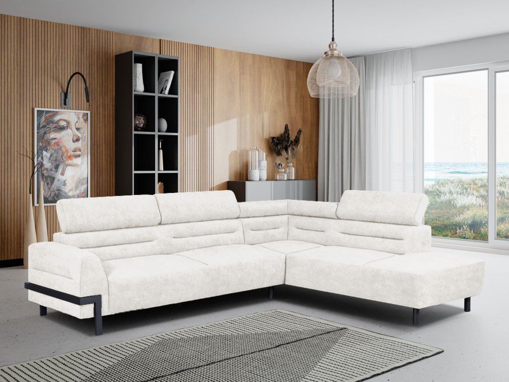 sesto senso Großes Wohnzimmersofa 240x295 cm - Modernes Ecksofa, Couch auf schwarzen Metallbeinen, mit verstellbaren Kopfstützen - L-förmiges So...
