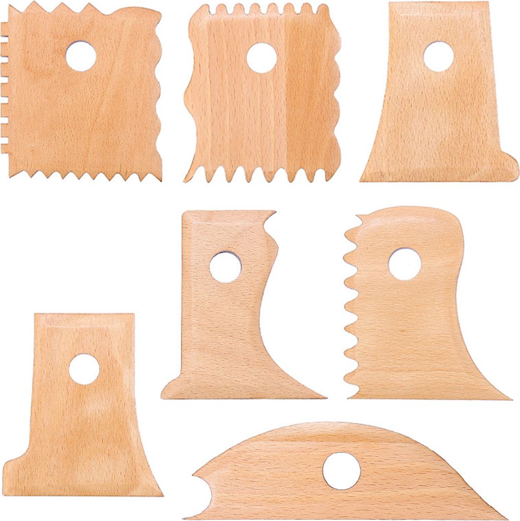 7-teiliges Töpferwerkzeug-Set, Holz-Töpferrippenfußformer, Trimmwerkzeuge für Keramik, Ton, Schnitz- und Formungs-Bastelset für Keramikkünstler