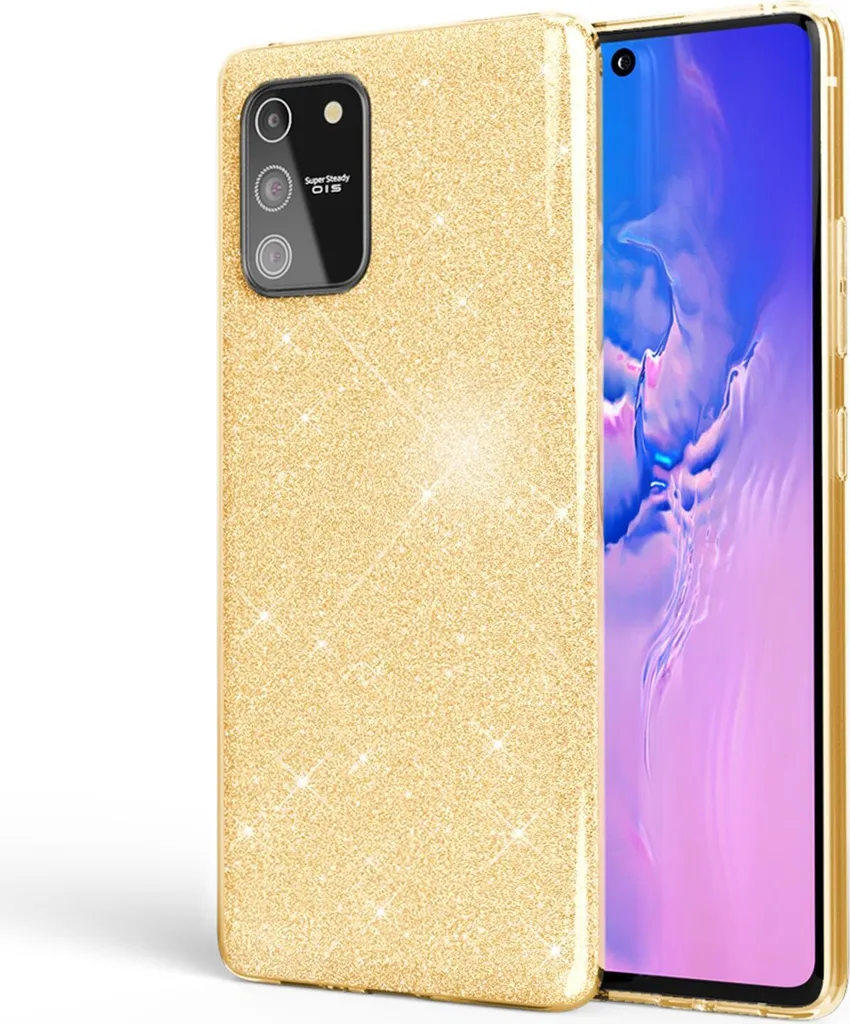 NALIA Custodia Glitter Oro per Samsung S10 Lite | Cover Bling Silicone