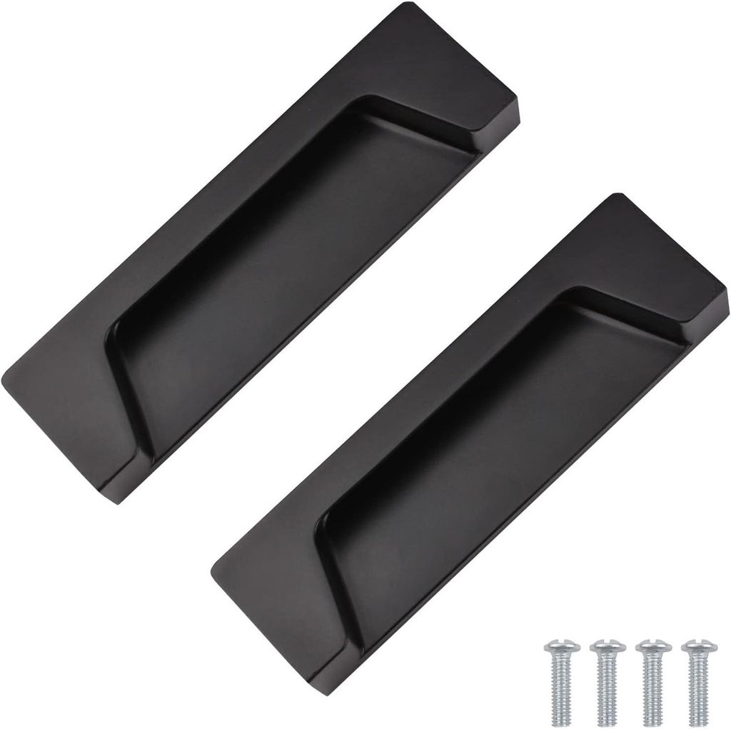 Versenkte Griffe aus mattschwarzer Zinklegierung, 10,5 cm, 2er-Set, für Schränke, Kleiderschränke, Bücherregale, Schubladen und Aktenschränke,...