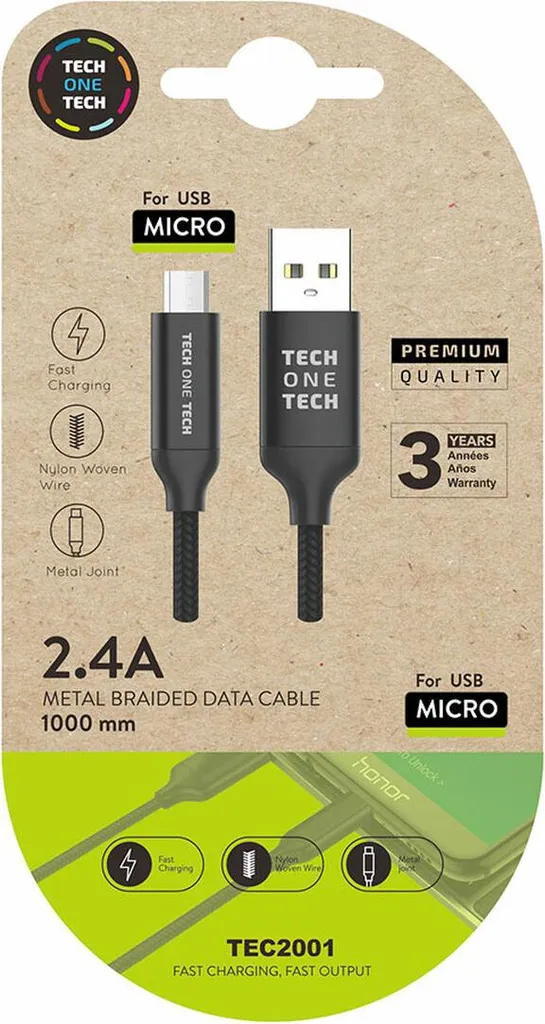 Cavo Dati/Ricarica TEC2001 Tech One Tech - 1 Metro Micro-USB Professionale