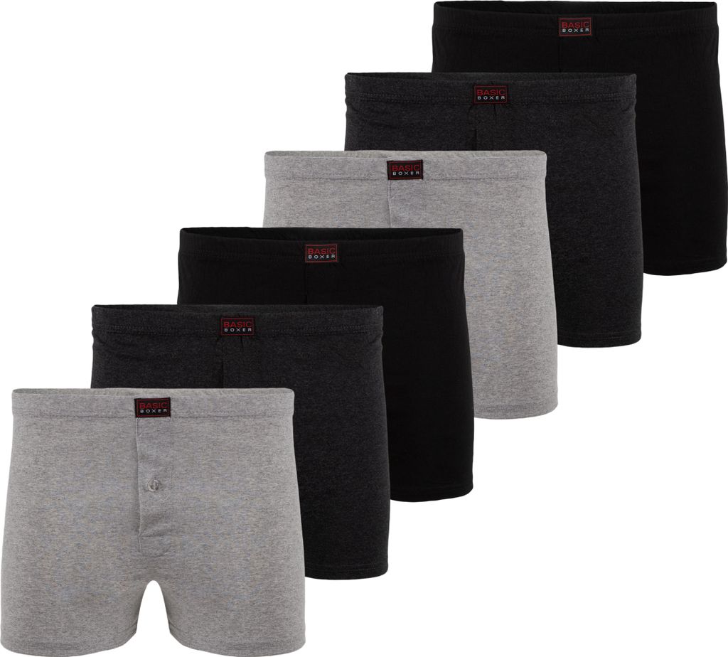TEXEMP Herren Boxershorts Baumwolle 6er Pack Unterwäsche Short Boxer Unterhose Retro Schwarz, Grau, Anthrazit | B200 - 6Xl - 6 Stück