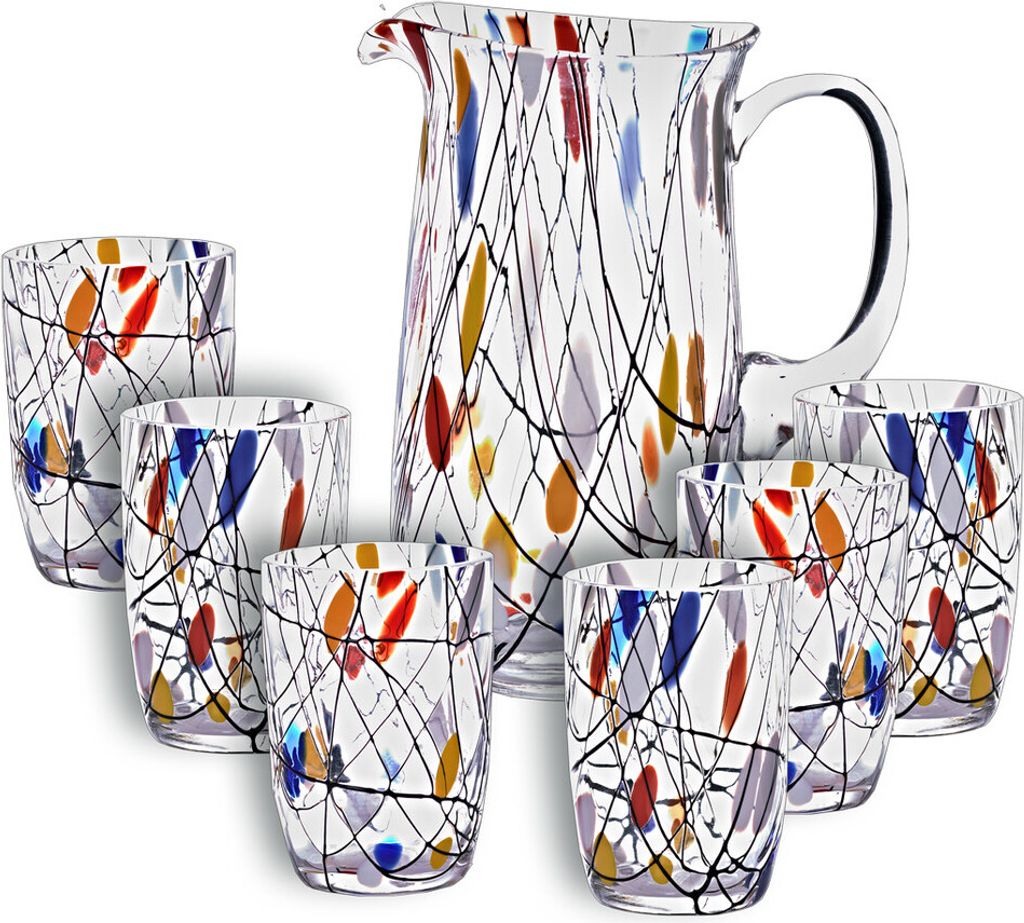 Glaskrug (1,5 Liter) inkl. 6 Trinkgläser (250ml) Maria