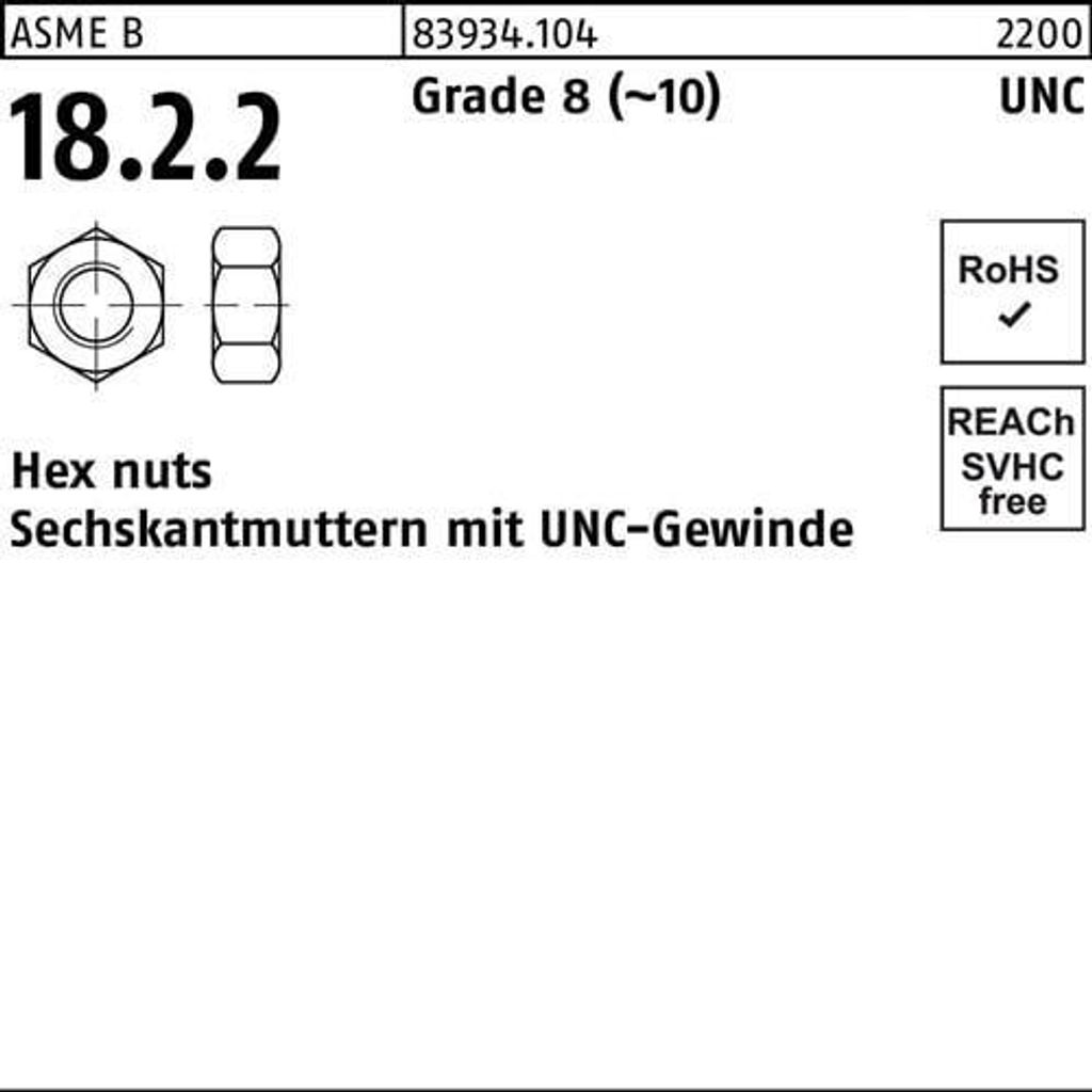 Reyher Hex nuts 83934 Hex nuts 8 7/16-14 UNC (100 Stück)
