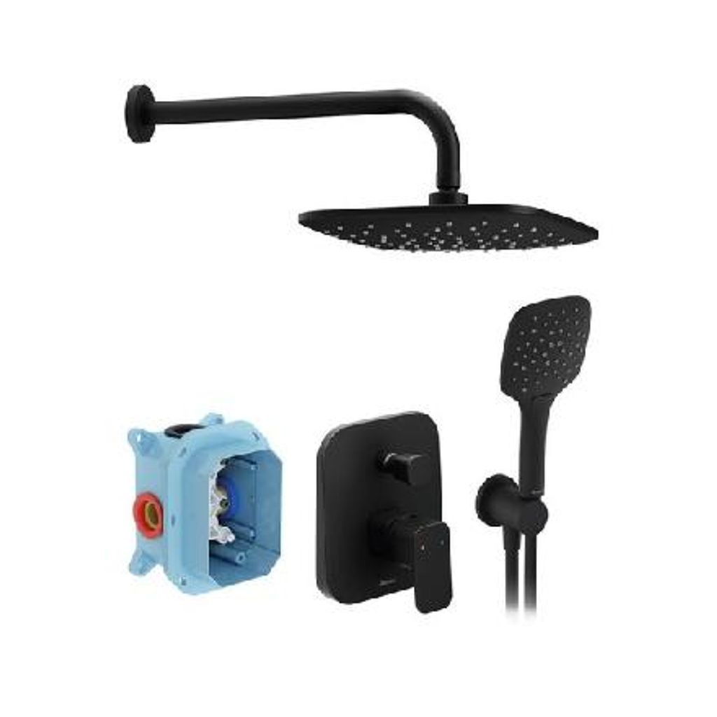 Ravak 10° - Brausegarnitur mit Unterputzarmatur, mit Körper, 3 Strahlarten, schwarz X07S013