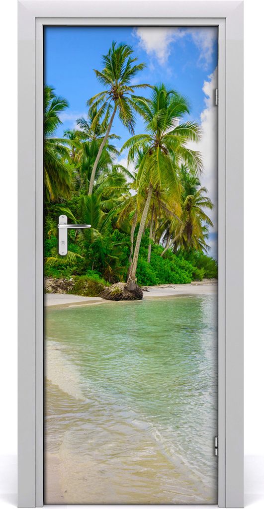 Tulup Türaufkleber 75x205 cm Dekorative Aufkleber Selbstklebend Wasserdichte Tapete Abnehmbar Schlafzimmer Wohnzimmer Wohnkultur - tropischer Strand