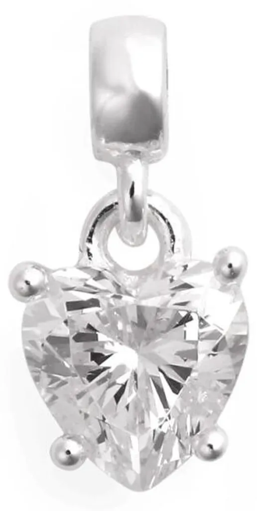 Pendentif cœur transparent en argent massif chic et brillant DW00401049