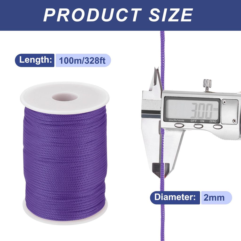 Polypropylen-Seil 2mm Polypropylenseil 10Om PP Flechtleine Textilseil Leine Nylonschnur Schnur Rei?feste Rope Kunststoffseil fš¹r W?scheleine Cam...