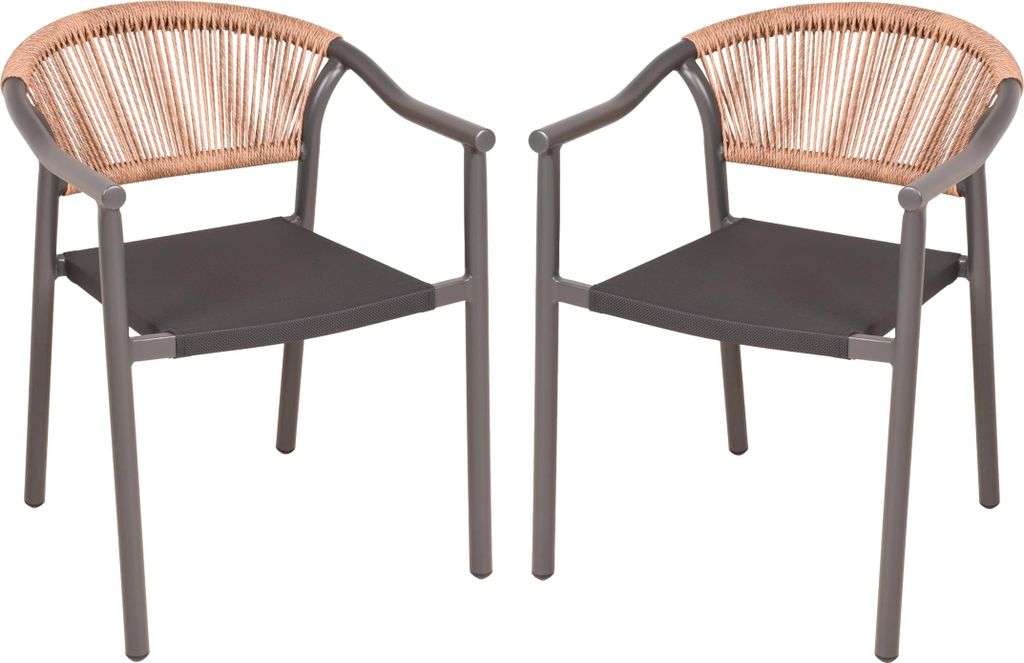 Gartenstuhl 2er Set MORITZ - Rattan, Braun | Stapelstuhl Wetterfest Gartenstühle Outdoor Essstühle