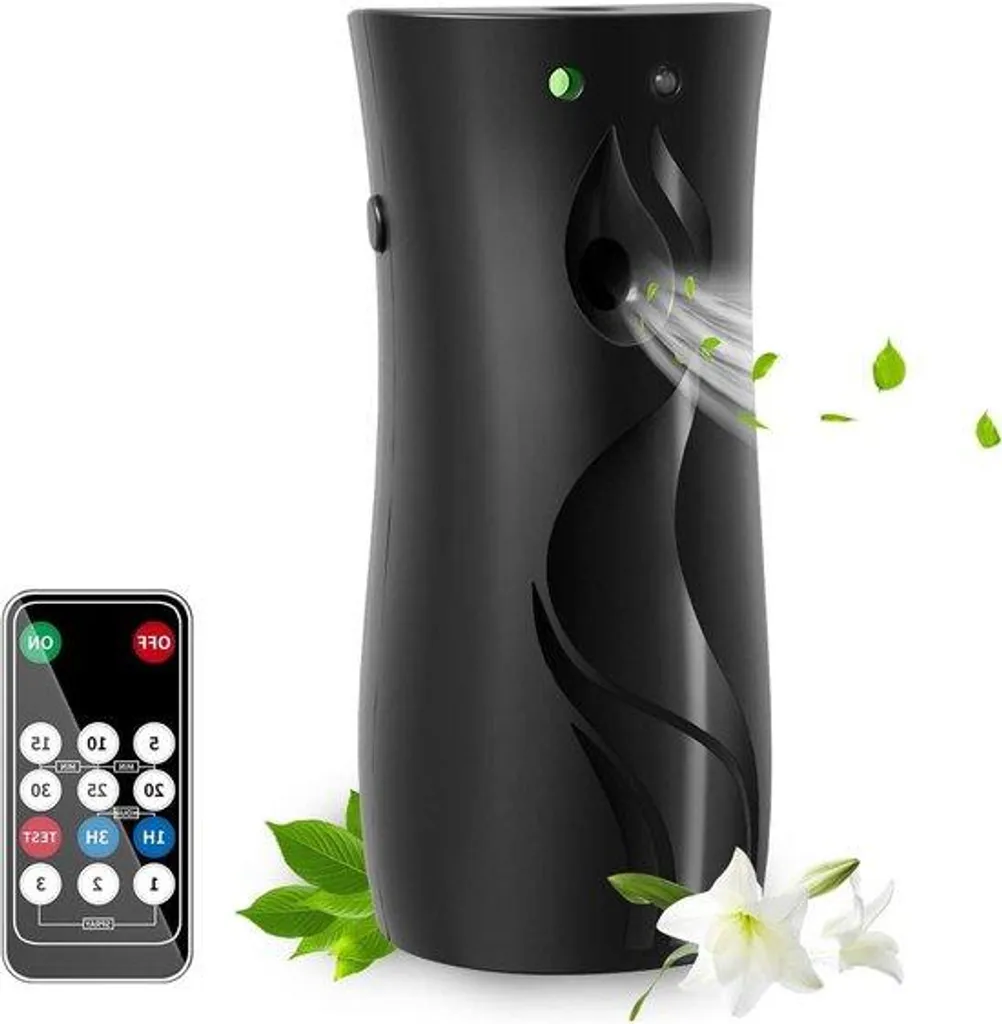 Purificateur d'air automatique noir avec minuterie et diffuseur de parfum