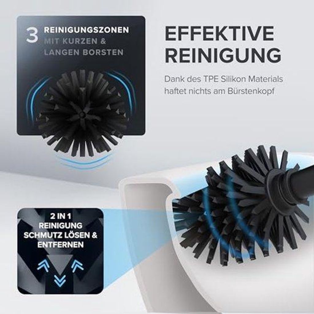 3-in-1 Toiletset in schwarz | Einsetzbares Toiletborstelset Produktbild 