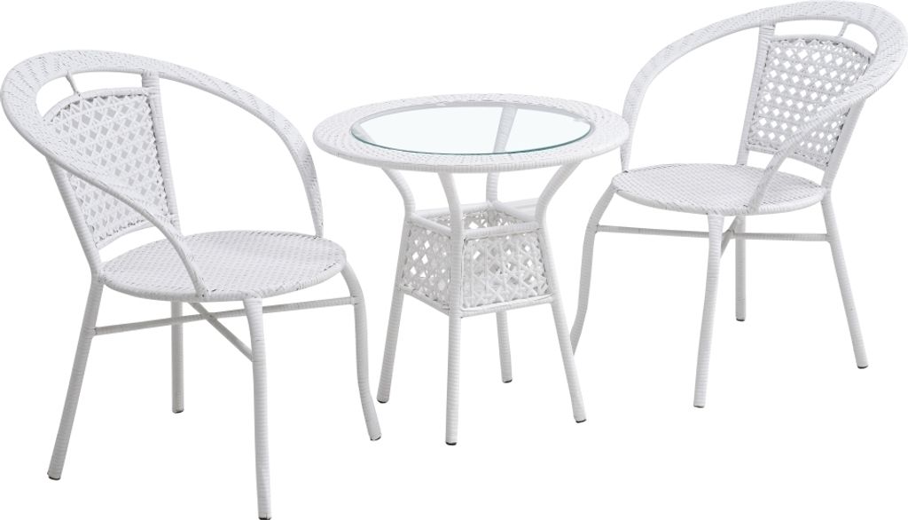 Kondela Jenar 1+2 künstliches Rattan-Gartenset - weiß Produktbild 