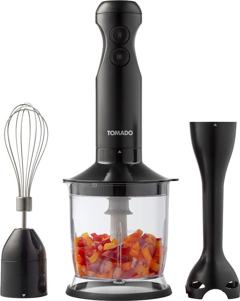 Tomado Stabmixer Set - Handmixer Zerkleinerer Schneebesen 350W Schwarz