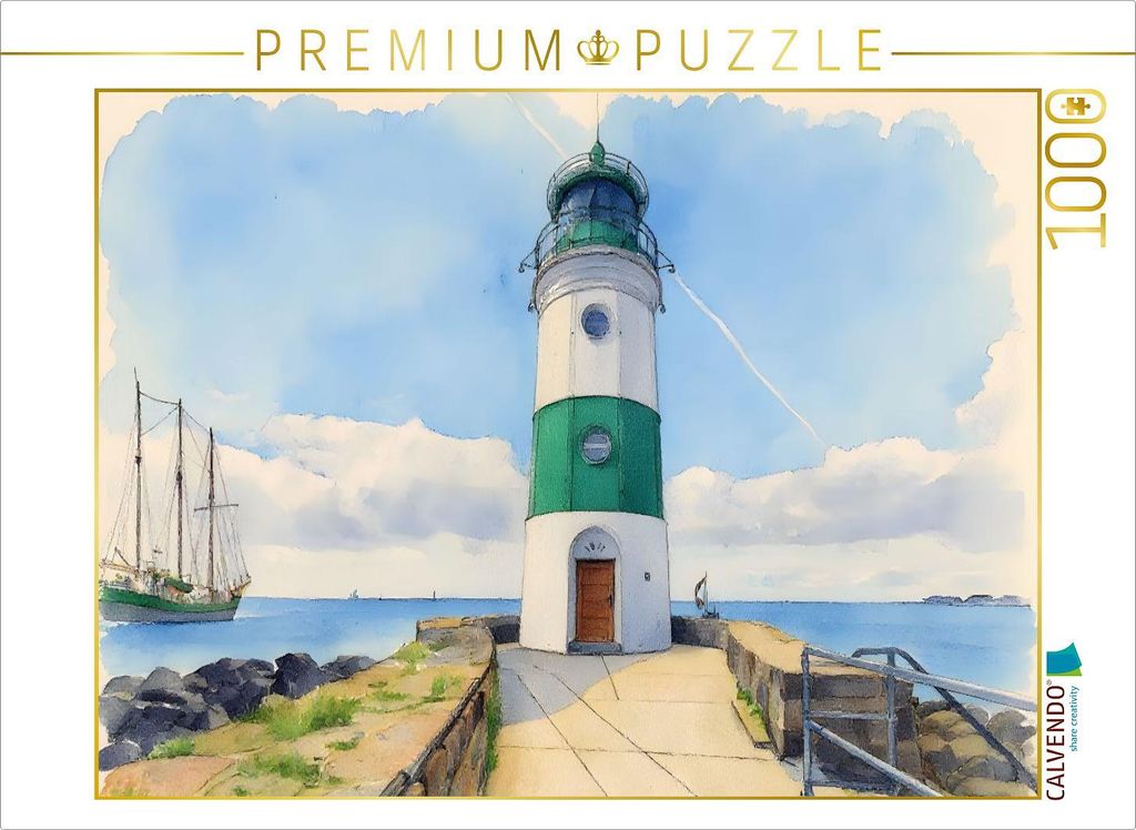 CALVENDO Puzzle Leuchtturm Schleimünde | 1000 Teile Lege-Größe 64x48cm Foto-Puzzle für glückliche Stunden