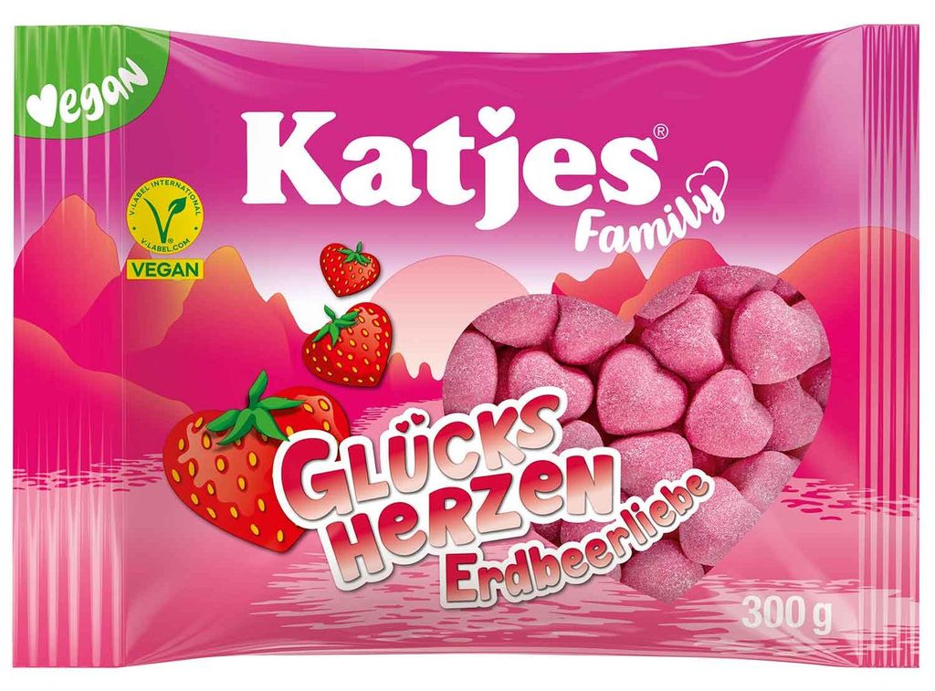 Katjes Family Glücksherzen Erdbeerliebe 300g Produktbild 