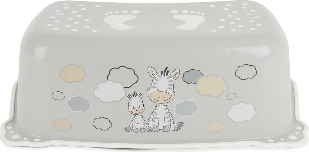 Bieco Kinder Tritthocker Zebra, Anti Rutsch Funktion | einstufig, Höhe 14cm | Größe 42x28cm |Tritthocker Kinder | Hocker Kinder Bad | Tritt Kind...