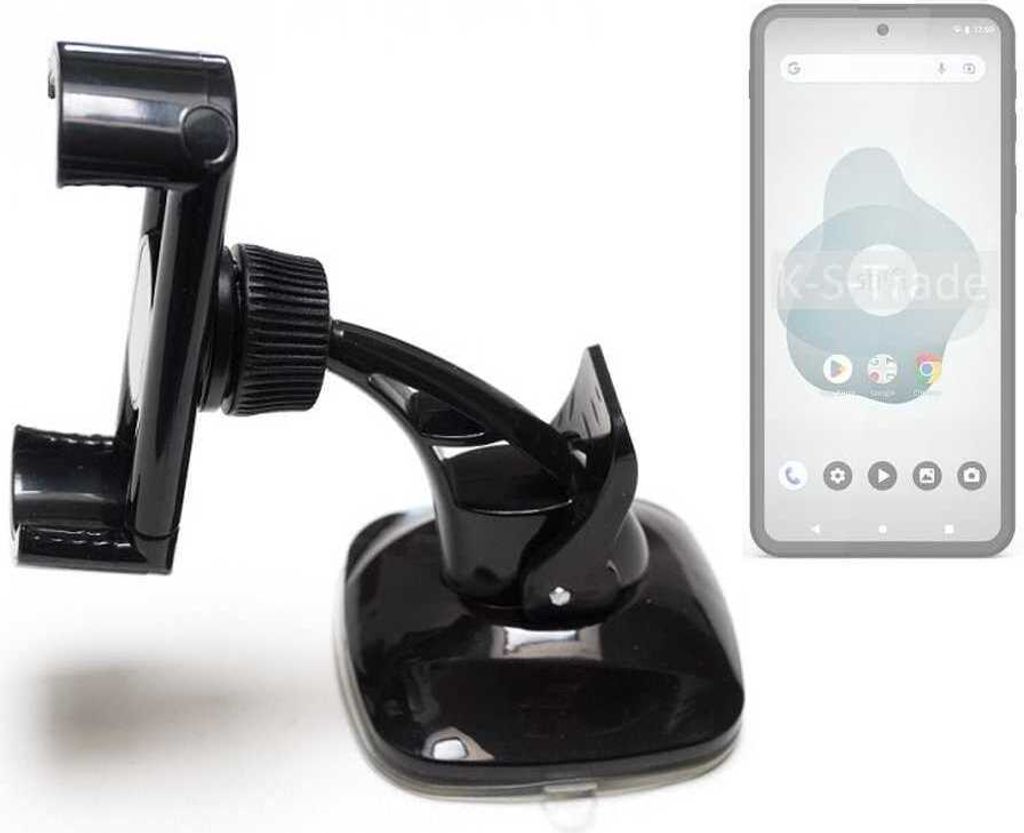 K-S-Trade kompakte Handy-Halterung Windschutzscheibe kompatibel mit Shift Phone8 Armaturenbrett schwarz Autohalterung KFZ Halter Scheiben-Halterung