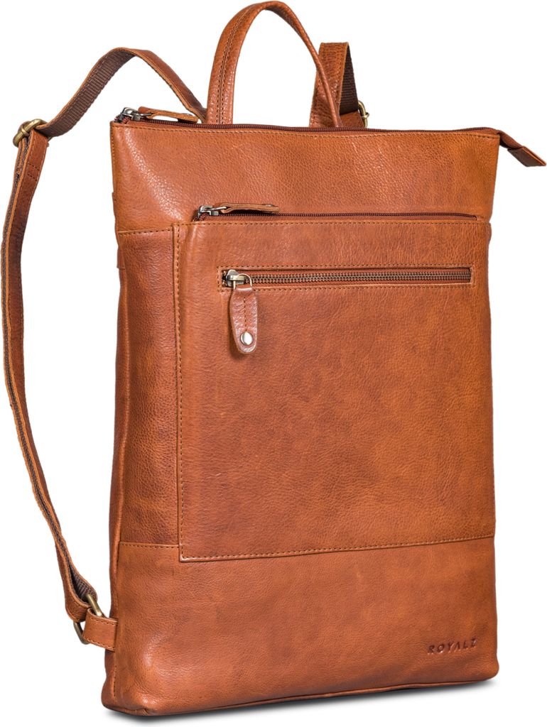 ROYALZ "Orlando" flacher Vintage Lederrucksack Herren und Damen Echtleder mittel-groß - 14 bis 15,6 Zoll Laptop Rucksack Tagesrucksack Leder für ...