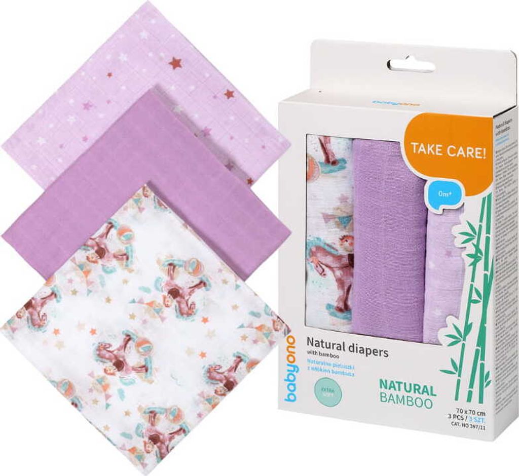BABYONO | Bamboowindeln 3er Pack - 70 x 70 cm - Produktbild 