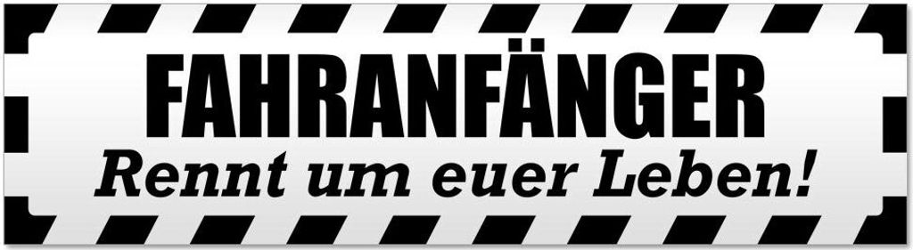 Kiwistar Fahranfänger rennt Leben gestreift Magnetschild Schild magnetisch - 60cm Schwarz - Magnetfolie für Auto PKW Kfz