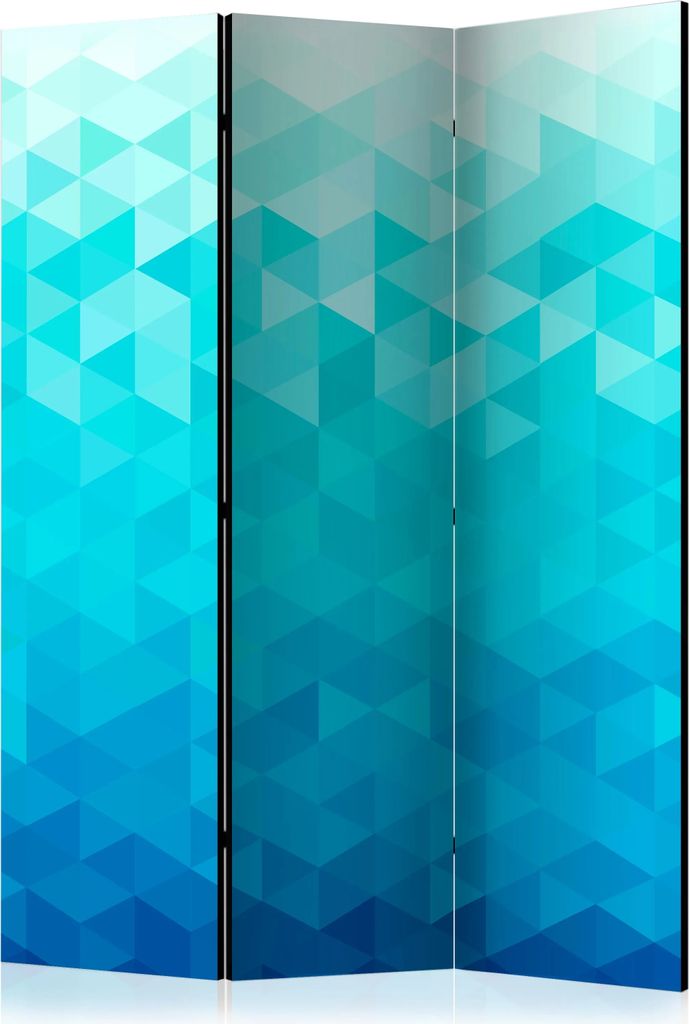 3-teiliger Doppelseitiger Vlies Paravent - Azure pixel 135x172 cm Muster f-C-0386-z-b