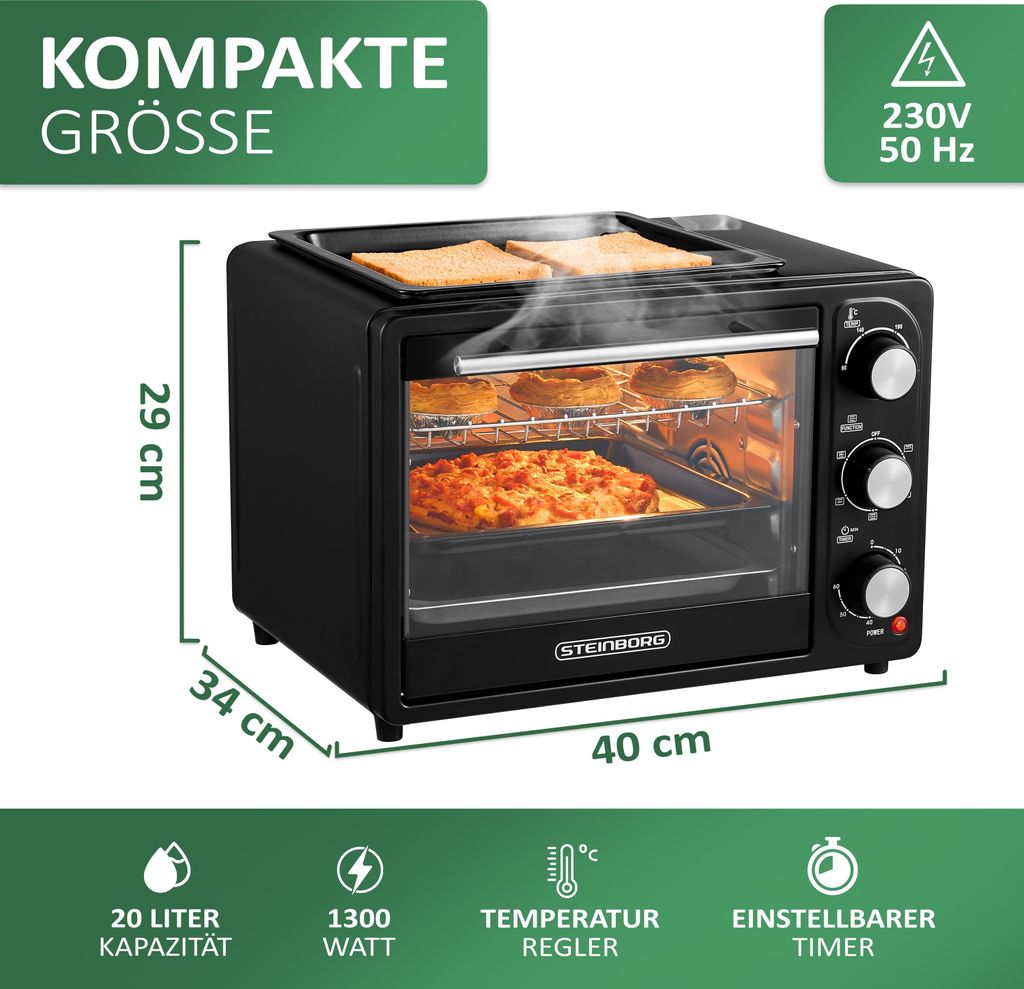 Steinborg 3 w 1 mini piekarnik z rusztem | 20 litrów | piec Zdjęcie produktu 5