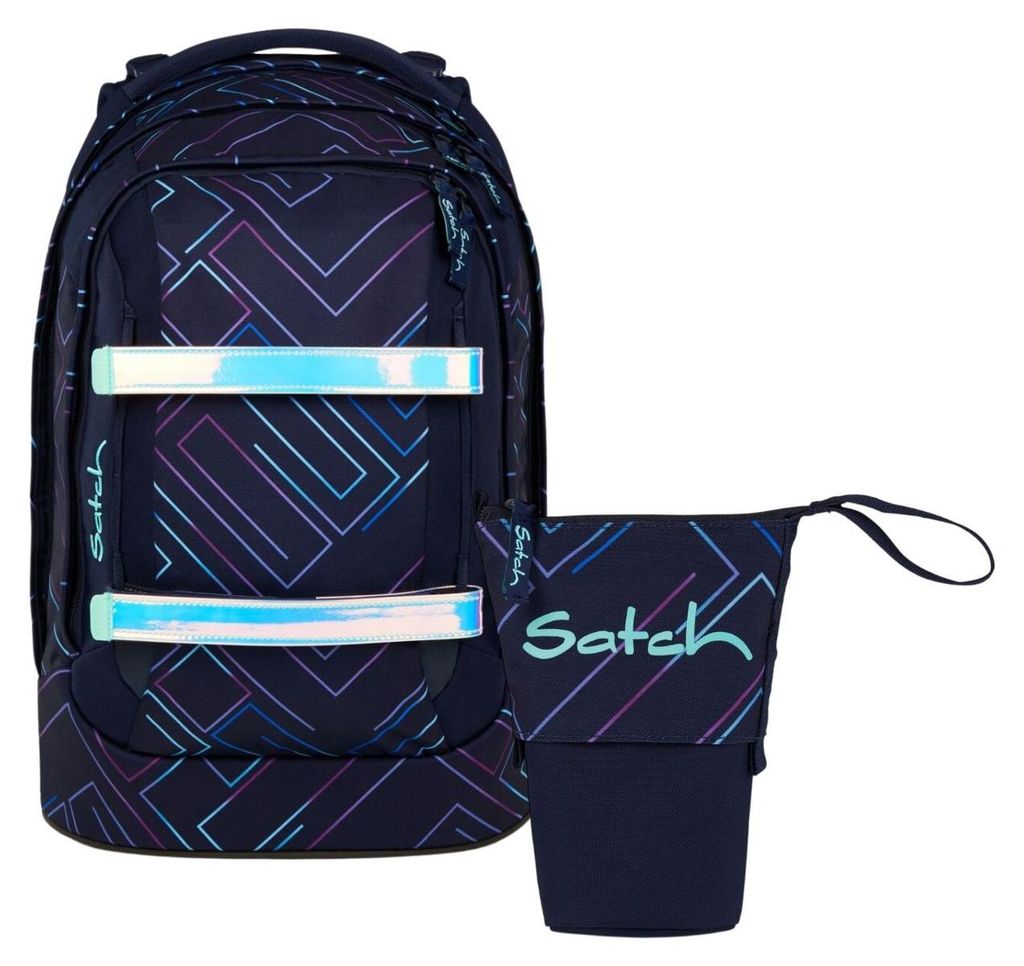 Satch, Schulrucksack-Set PACK Purple Laser 2-teilig, ab 5. Klasse