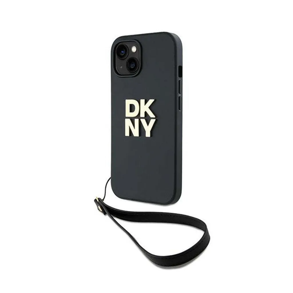 DKNY iPhone 15 Plus Case Black Nero Wrist Strap Logo Stock Luxury