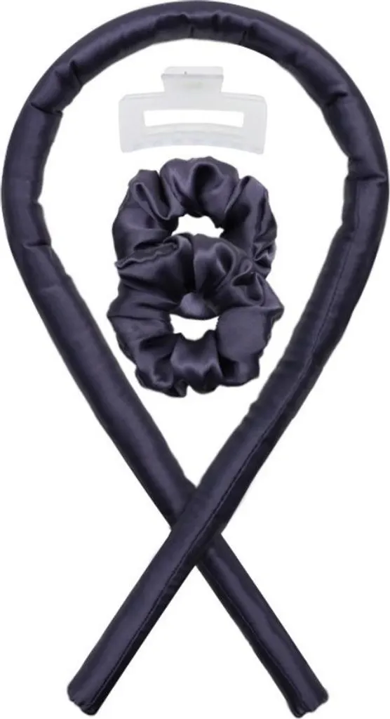 Boucles naturelles sans fer à chaleur ruban soie 98cm bleu foncé 4 pcs