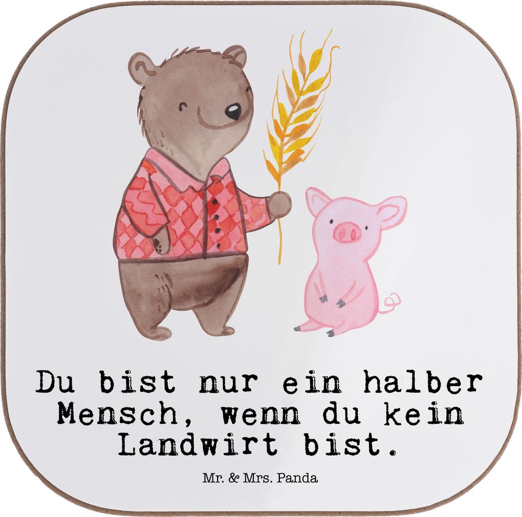 Mr. & Mrs. Panda Holzuntersetzer Landwirt Herz - Weiß - Produktbild 