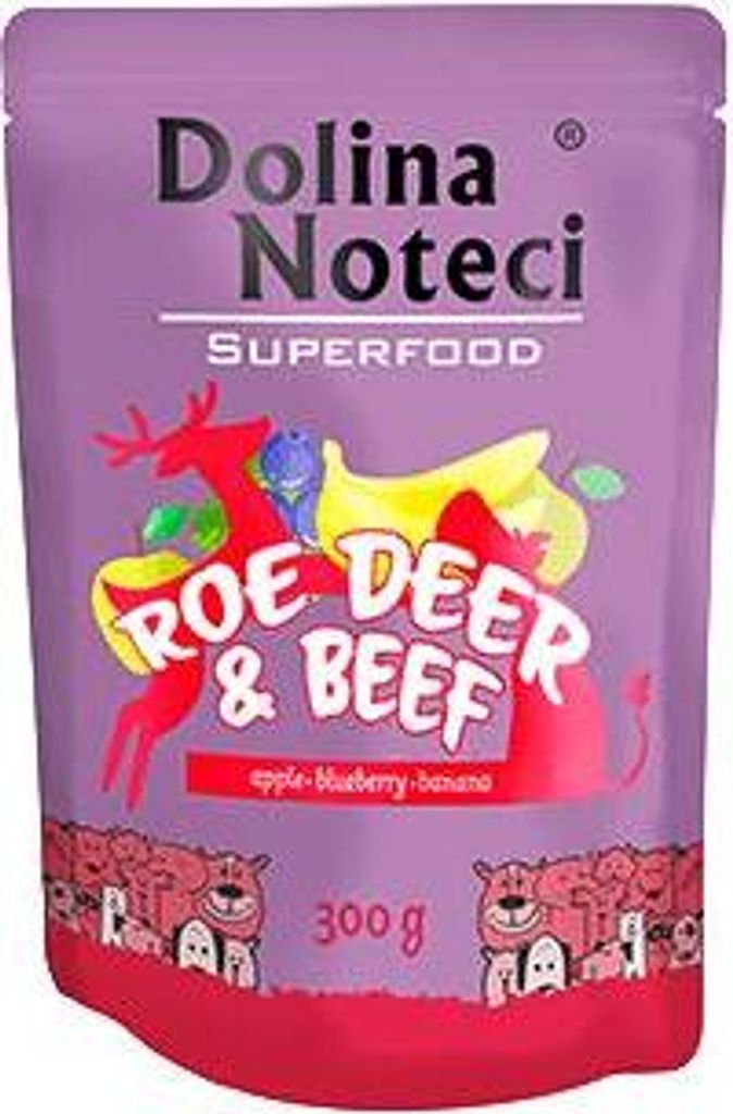 Dolina Noteci Glutenfrei Superfood Nassfutter für Hunde - Reh und Rind 300g (15-er pack)
