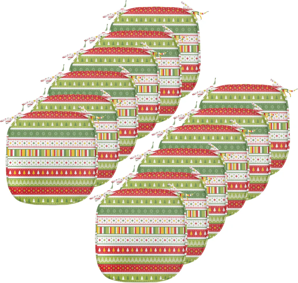 Galettes de Chaise Noël Anti-Glisse et Anti-Tache 40x40 - Lot de 12