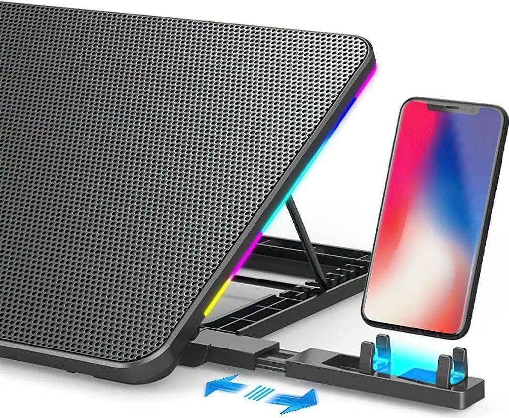Notebook-Kühler RGB-Laptop-Kühler mit 6 Lüftern, Laptop-Kühlständer