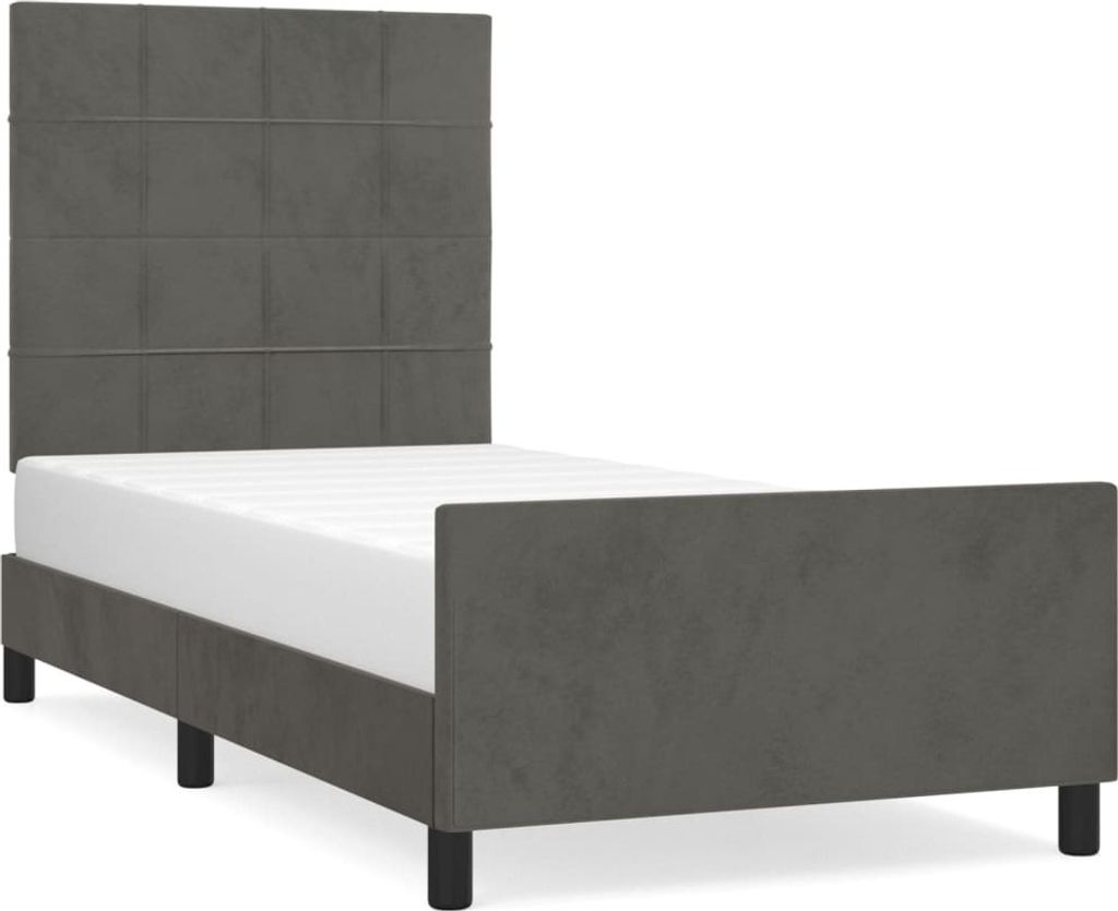 Bettgestell ohne Matratze Dunkelgrau 90x200 cm Samt