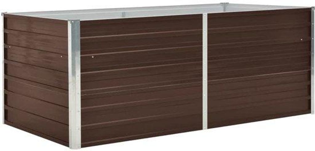 Garten-Planter - 160 x 80 x 45 cm - Verzinkt Stahl - Braun - Hochbeet mit Sicherheitsrand & Innenstütze - Wetterfestes Kulturbeet