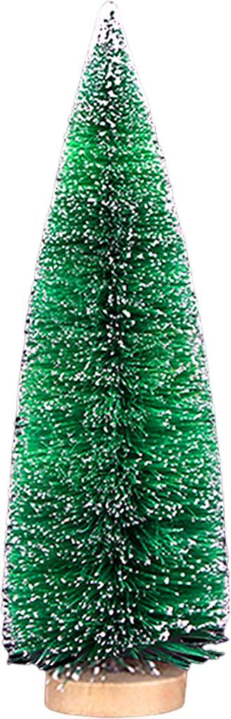 Mini-Weihnachtsbaum aus Sisal, künstlicher Kiefernbaum mit Schnee- und Frost-Effekt, Holzsockel, kleiner Flaschenbürstenbaum als winterliche Tisc...