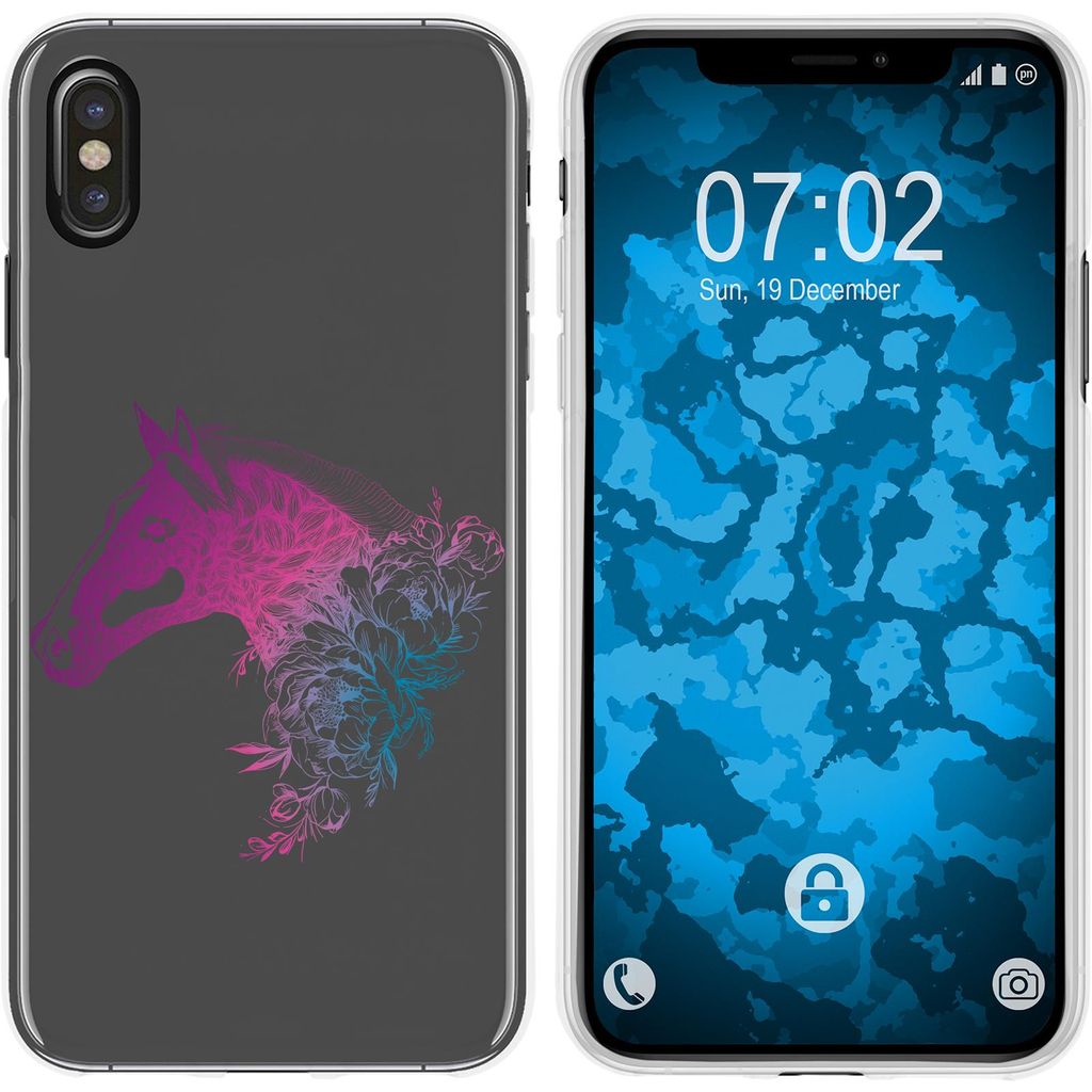 PhoneNatic Case kompatibel mit Apple iPhone Xs Max Silikon-Hülle Floral Pferd M5-6