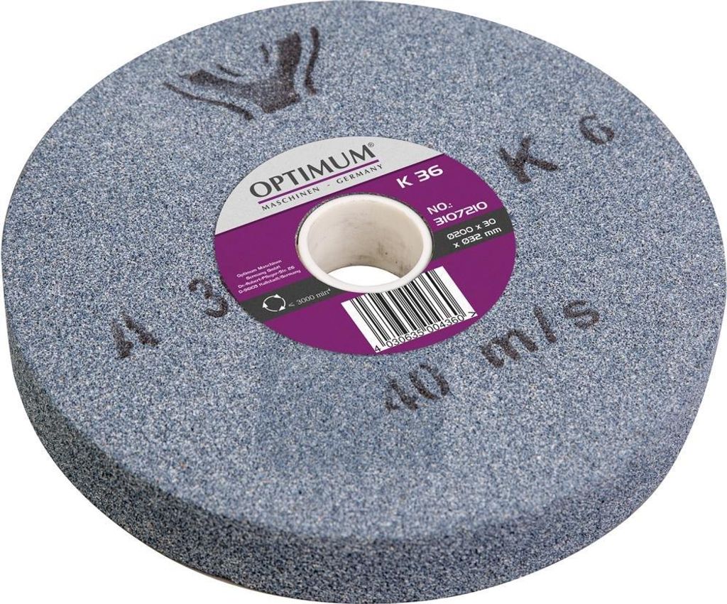Optimum Normalkorund-Schleifscheibe Ø 200 x 30 Ø 32 mm, K36